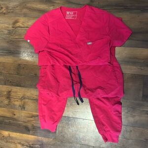 Hot pink digs scrubs set, medium